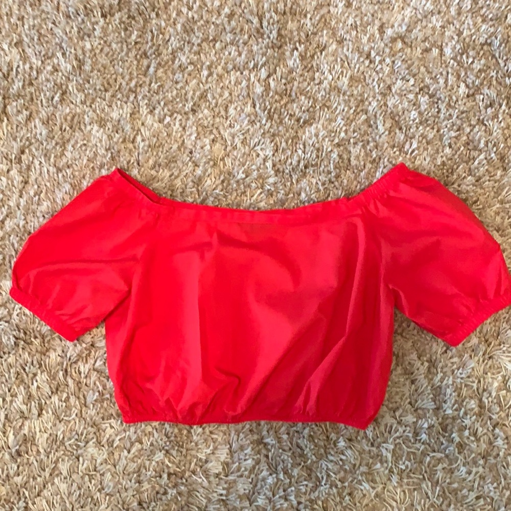 Red Madewell off-the-shoulder crop top size S